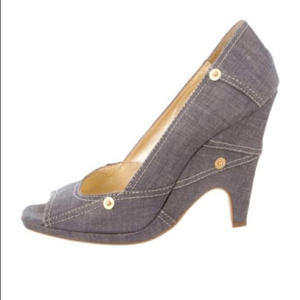 MIU MIU Chambray Peep Toe Shoes